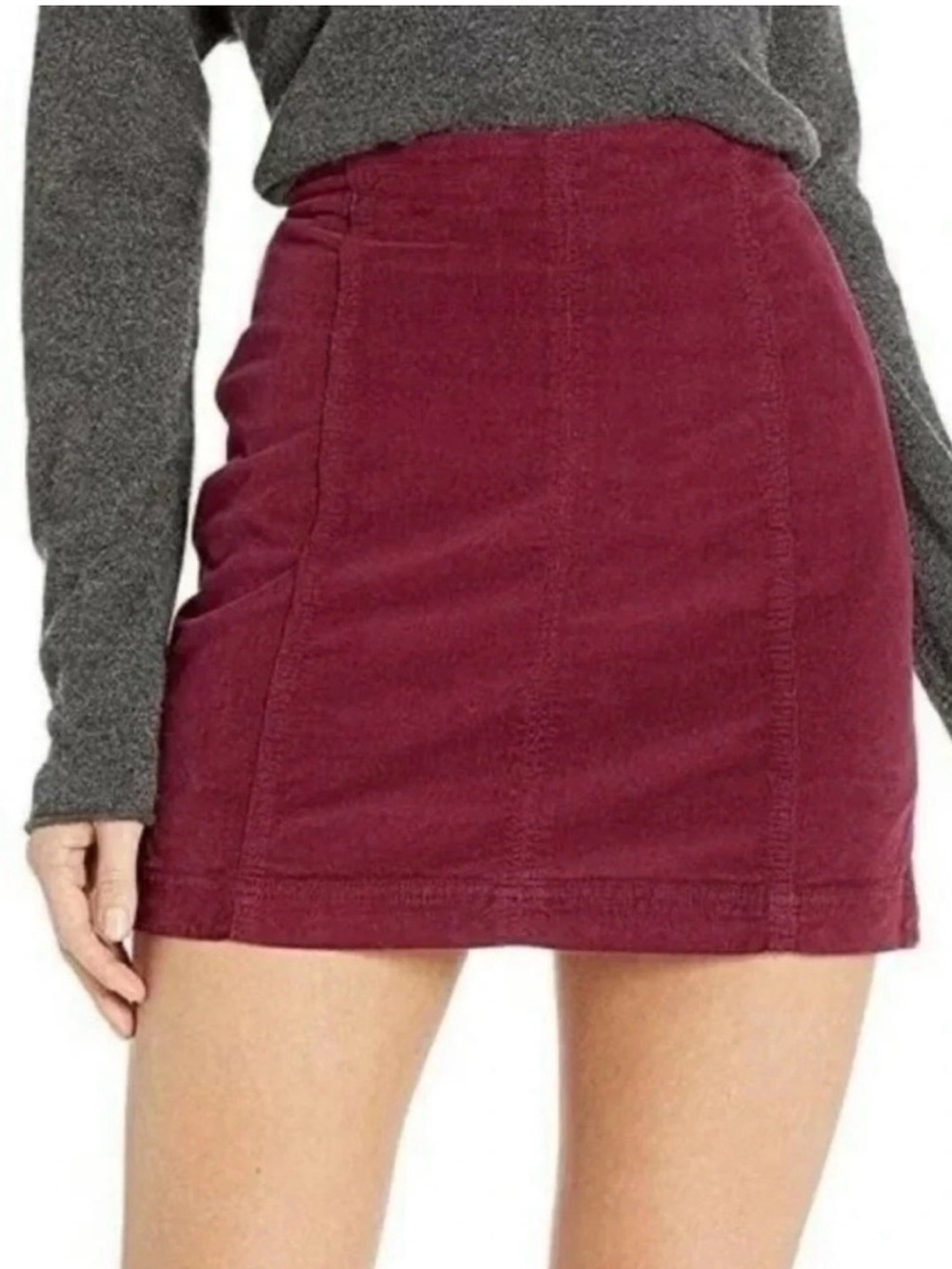 Free People Wine Corduroy Mini Skirt Size 8